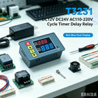 T3231 DC 12V 24V AC 110-220V Digital Time Delay Relay Module Cycle Delay Timer Red Blue Dual Display Timing Relay Switch for Car