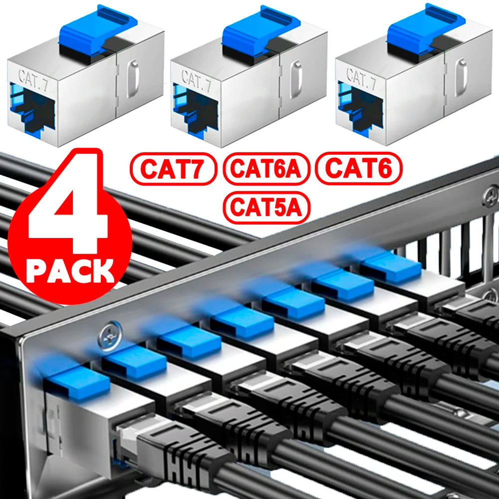 1-4PCS Ethernet LAN Network Cable Adapter RJ45 Keystone Jack CAT7 CAT6A Shielded Modular Coupler with Latch CAT5e Connectors