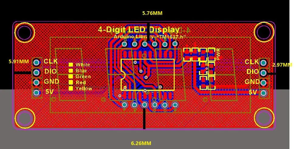 0.56 inch LED Display Screen Module TM1637 Drive IC 4 Digit 7 Segment Clock Indicator Tube Red Blue Green Yellow White