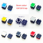 10Sets 12x12x10mm Tact Switch With Plastic Caps Momentary Tactile 4PIN SMT DIP Push Button Switch Micro Key Button