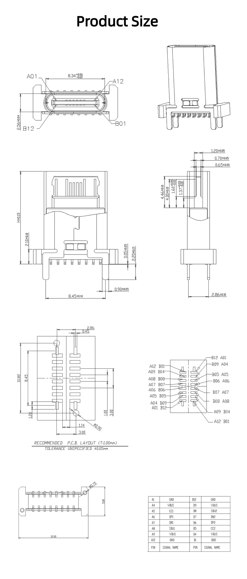 5pcs Type C 16 Pin Female Socket Connector Vertical SMT 180° PBC Plug-in Board USB Type-C 16P Plug Power Socket Connector