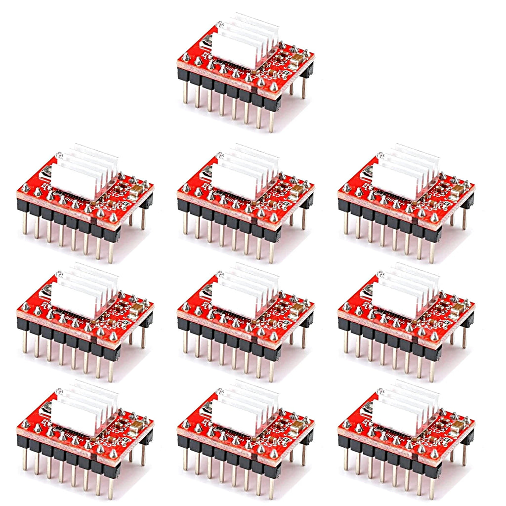 10pcs 3D Printer Parts A4988 DRV8825 Stepper Motor Driver with Heat Sink for SKR V1.3 1.4 GTR V1.0 RAMPS 1.4 1.6 MKS GEN Board