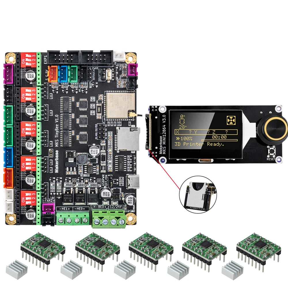 Makerbase MKS TinyBee 3D Printer Motherboard Control Board ESP32 Fit Mini12864 Wifi Control Compatible A4988 TMC2209 Driver