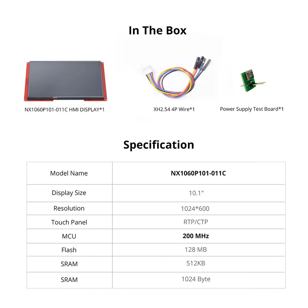 NEXTION 10.1'' Intelligent NX1060P101-011C/R-I Multifunction HMI Resistive/Capacitive LCD Touch Display Module Without Enclosure