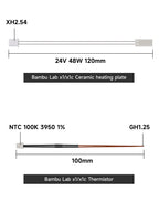 For Bambu Lab Hotend v2.0 V3.0 Kit X1c P1P Thermistor & Ceramic Heater Plate Hotend V3Heater Cartridge 24V 50W 3D Printer Parts