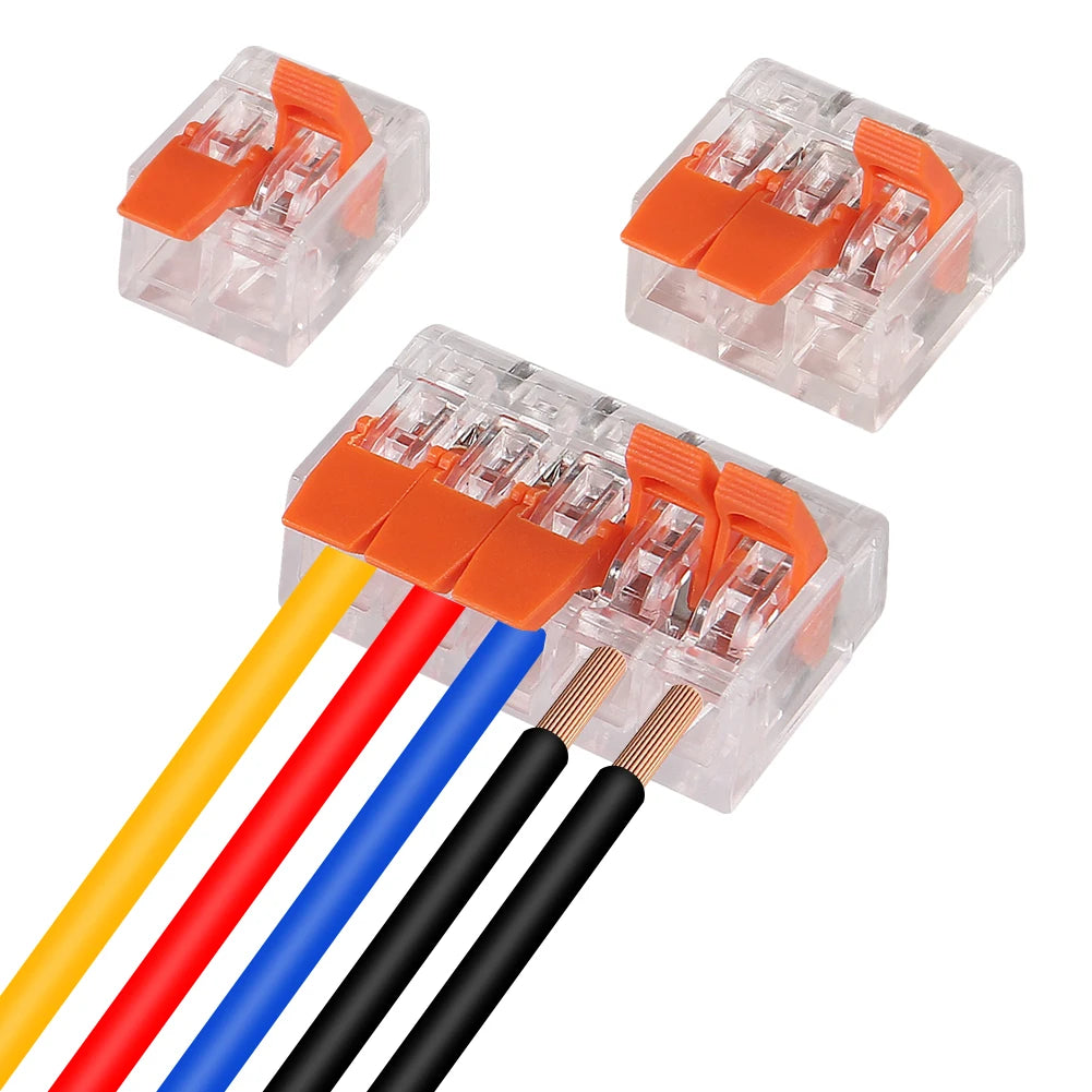 90 PCS Lever Wire Connector Kit Transparent Compact Splicing Push-in 2/3/5 Conductor Electrical Connectors for Easy Wiring