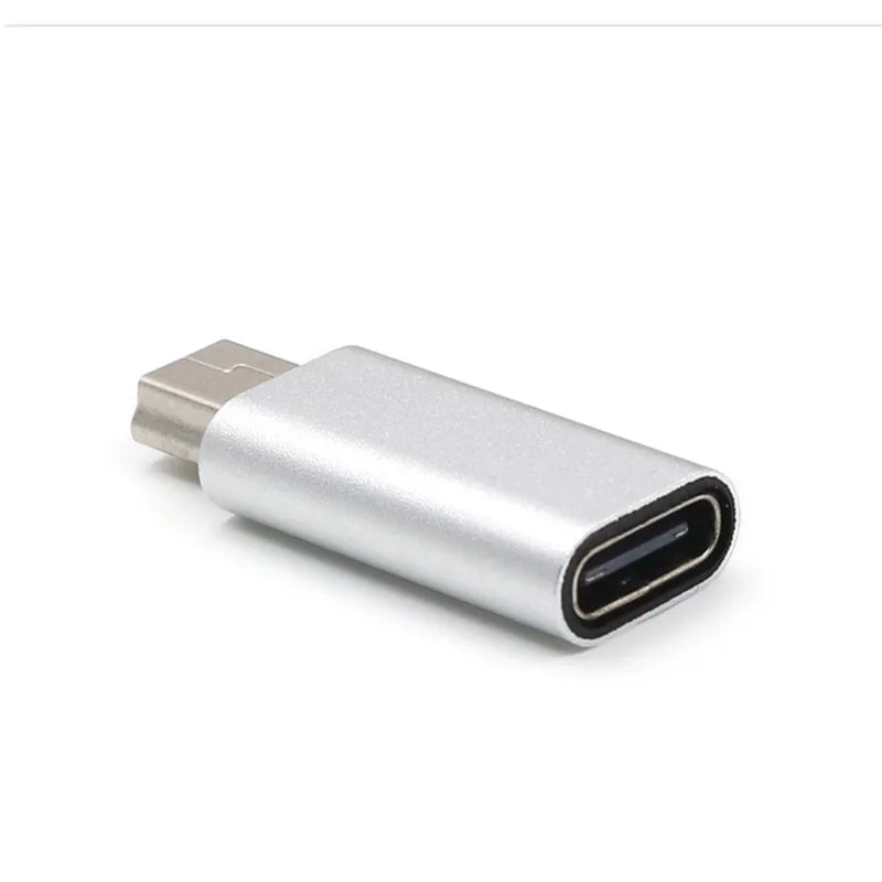 Mini USB to Type C Adapter 5 Pin Male Mini USB to Female USB Type C Data Transfer Connector for GoPro MP3 Camera PC Conventer