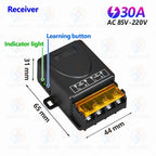 RF Wireless Remote Control Light Switch 433Mhz 110V 220V 230V 30A High Power Relay,ON/OFF Transmitter,for Water Pump Lamp Fan