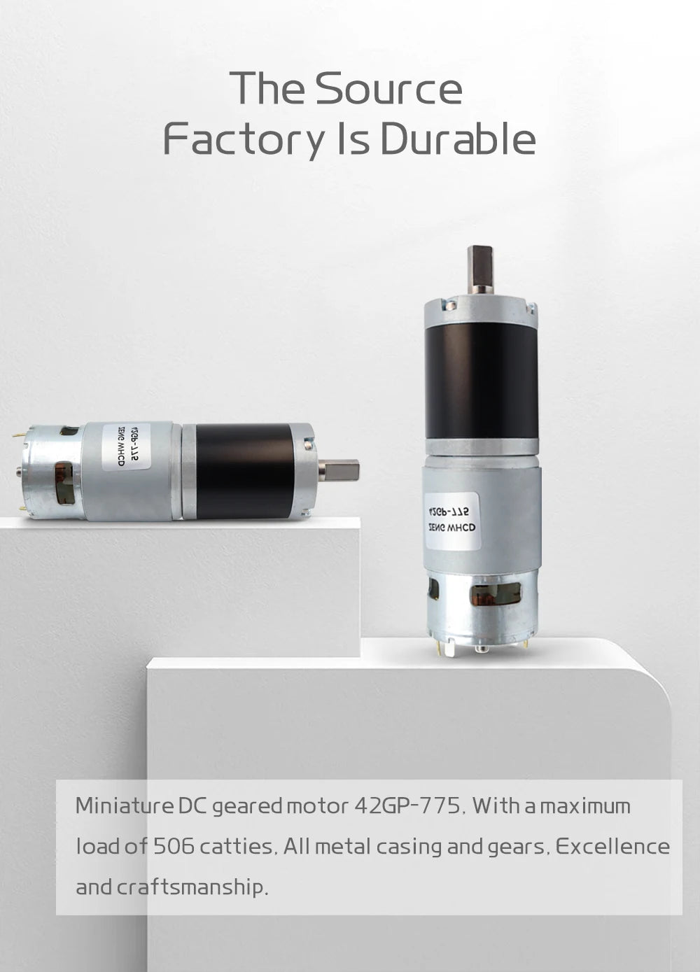 42GP-775 Planetary Gear Reduced DC Motor, 12V/24V, 10mm Output Shaft All-Metal Gears Torque up to 253KG Reversible Brushed Motor