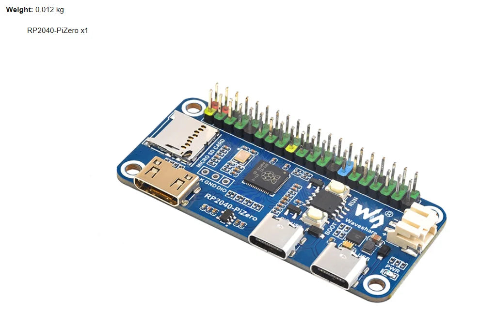 Raspberry Pi PICO RP2040-PiZero Development Board, Based On The Raspberry Pi RP2040 Dual-core Processor, 264KB SRAM Waveshare