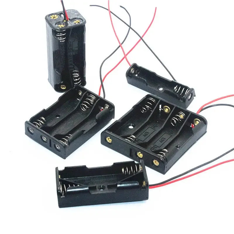 1X 2X 3X 4X AA Power Battery Storage Case Holder Socket DIY UM3 1.5V Dual AA LR6 Container Wt Lead Cables Switch Cover Optional