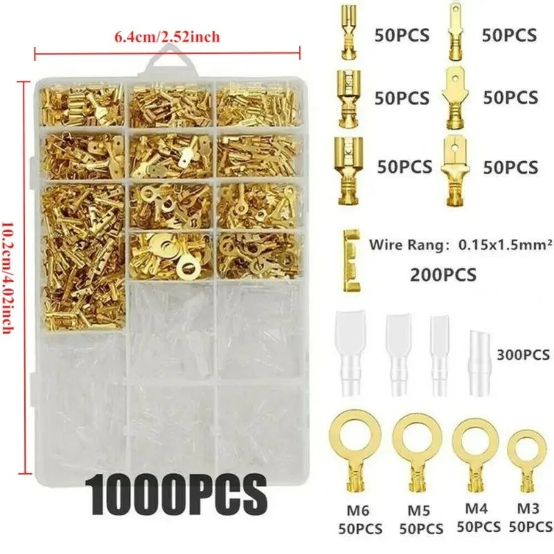 120/315/1000pcs Male and female cable box, insulated cable, male connector, 2.8/6.3mm electric crimping terminal shovel kit