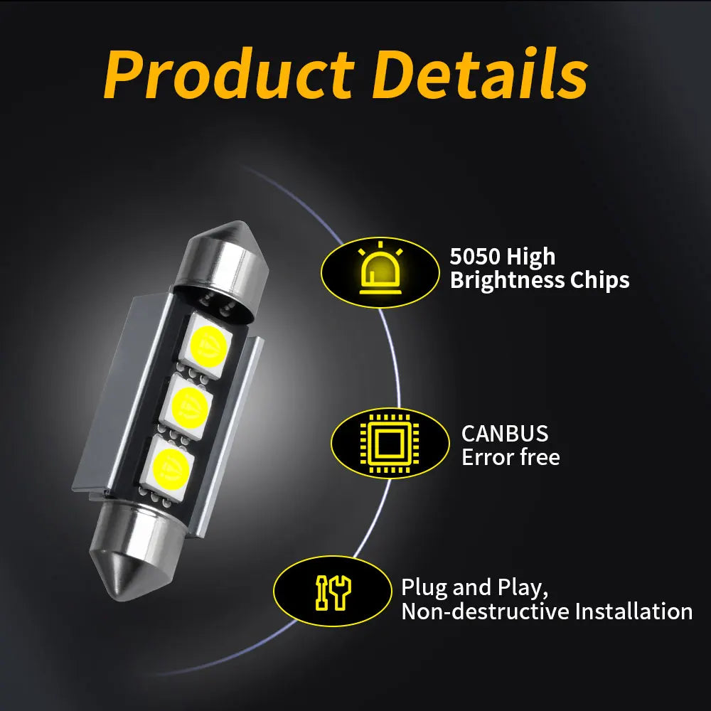 2/4/6/10PCS Super Bright Festoon LED 31/36/39/42MM 5050 3Chips Aluminum Body Fast Cooling for Car Reading Liscense Plate Light