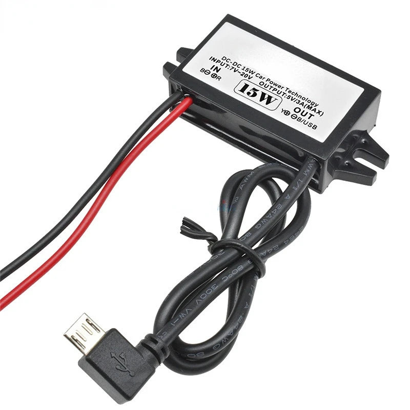 DC-DC Step Down Module Power Converter 12V to 5V 3A Wire/Dual Ear USB /Type C/dual USB/Adapter USB-A Female Connector Waterproof
