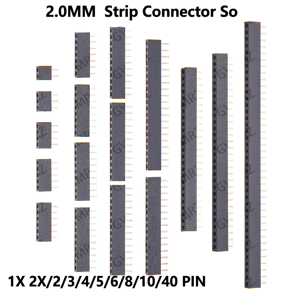 10pcs 1X 2X/2/3/4/5/6/8/10/40 PIN Single Row Straight FEMALE PIN HEADER 2.0MM 2MM Strip Connector So