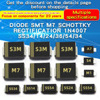 20PCS M1 M2 M4 M7 S4 SMA 1A 1N4001 4002 4004 4007 SS12 SS310 RS1M RS2M ES1D ES1J US1M SMD Schottky Rectifier Diode DO-214AC
