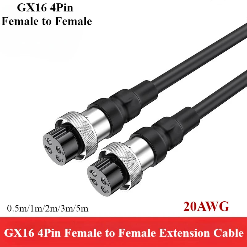 GX16 2/3/4 Pin Aviation Plug Male Female Wire Connector Extension Cable GX16 2/3/4 Core Ribbon Aviation Plug Power Cord Adapter