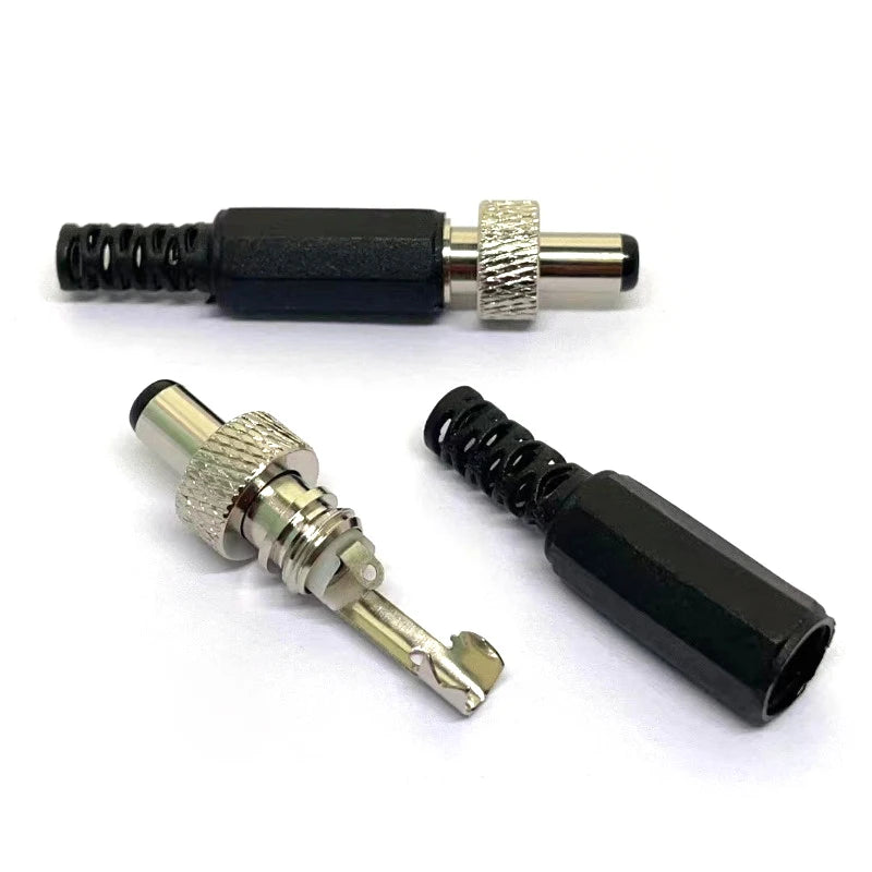 2-10PCS 5.5MMx2.1MM/2.5mm Screw Locking DC Power Connector Female Plug & Metal Panel Mount Socket Locable Secure Standard Plug