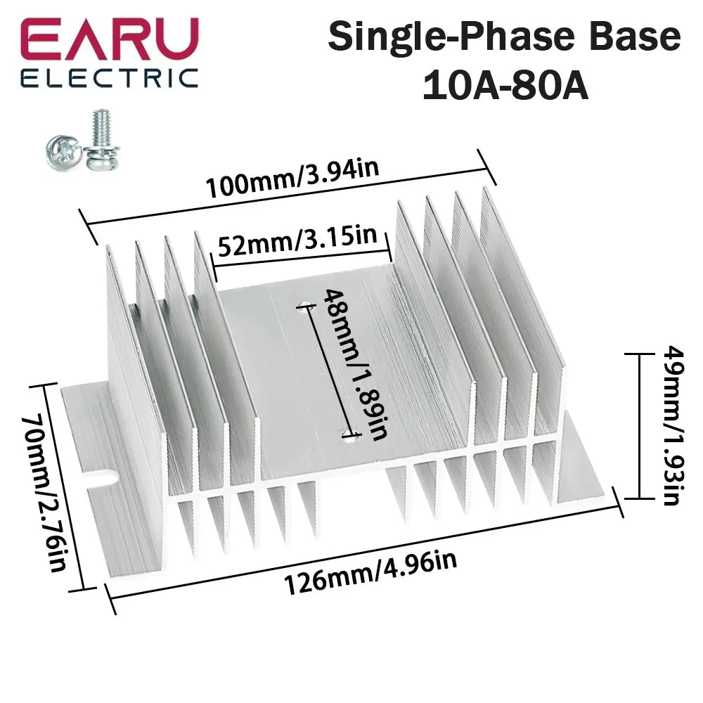 EARU 10A-200A New Single Phase Three Phase Solid State Relay Module Heat Sink SSR DA AA DD Aluminum Fins Radiator Din Rail Mount