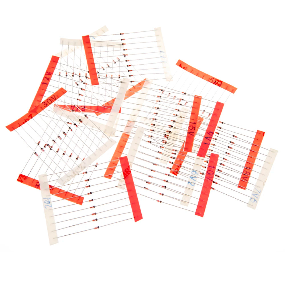 140PCS 14Values 1/2W Zener Diode Kit 3.3V-30V DO-35 0.5W for Voltage Regulation Electronic Projects 3.3V 9V 30V DO-35 0.5W