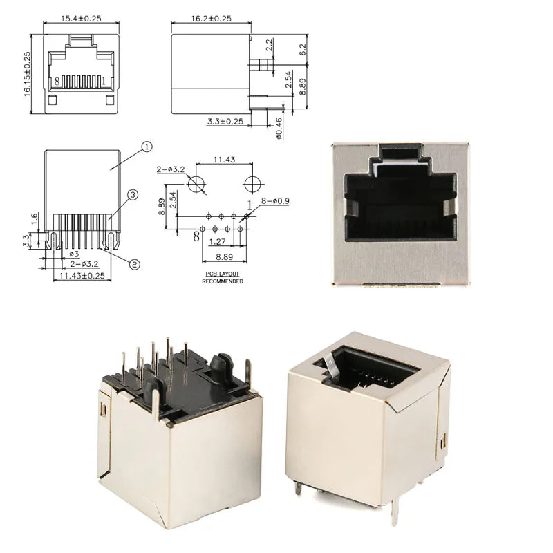 10Pcs/1Pcs RJ45 Adapter Board To XH2.54 Modular Ethernet Connector Adapter Network Interface + Breakout Board + Pin Header