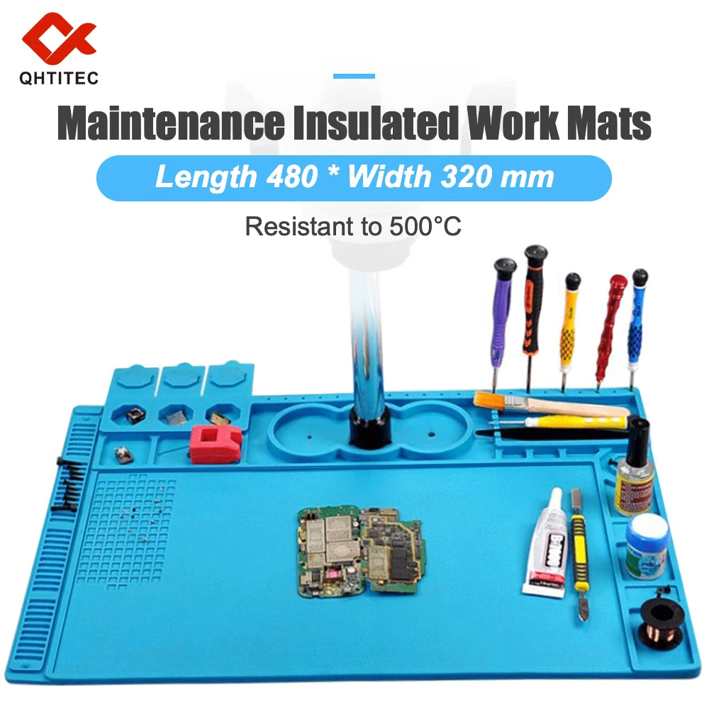Soldering Mat ESD Antistatic 500 ° Heat Resistant Insulation Work Mat Multifunctional Silicone Repair Pad Maintenance Platform