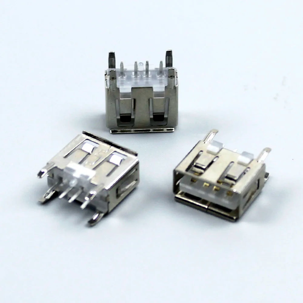 1-10PCS NEW A Type Flat Angle 180 Degree Female USB PCB Connector Socket USB Jack Plug