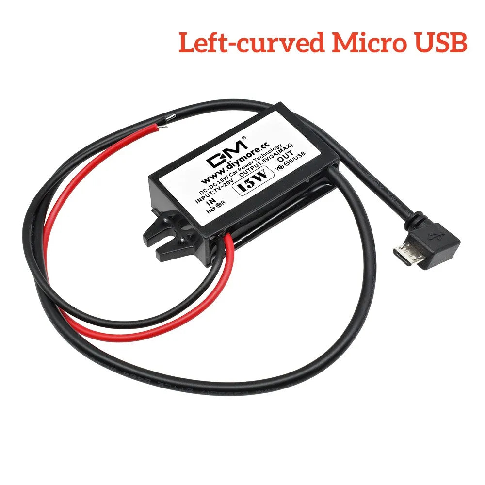 DC-DC Step Down Buck Converter Power Supply Module for Car 12V to 5V 3A 15W for Car Male Female USB Mini USB Micro USB Adapter