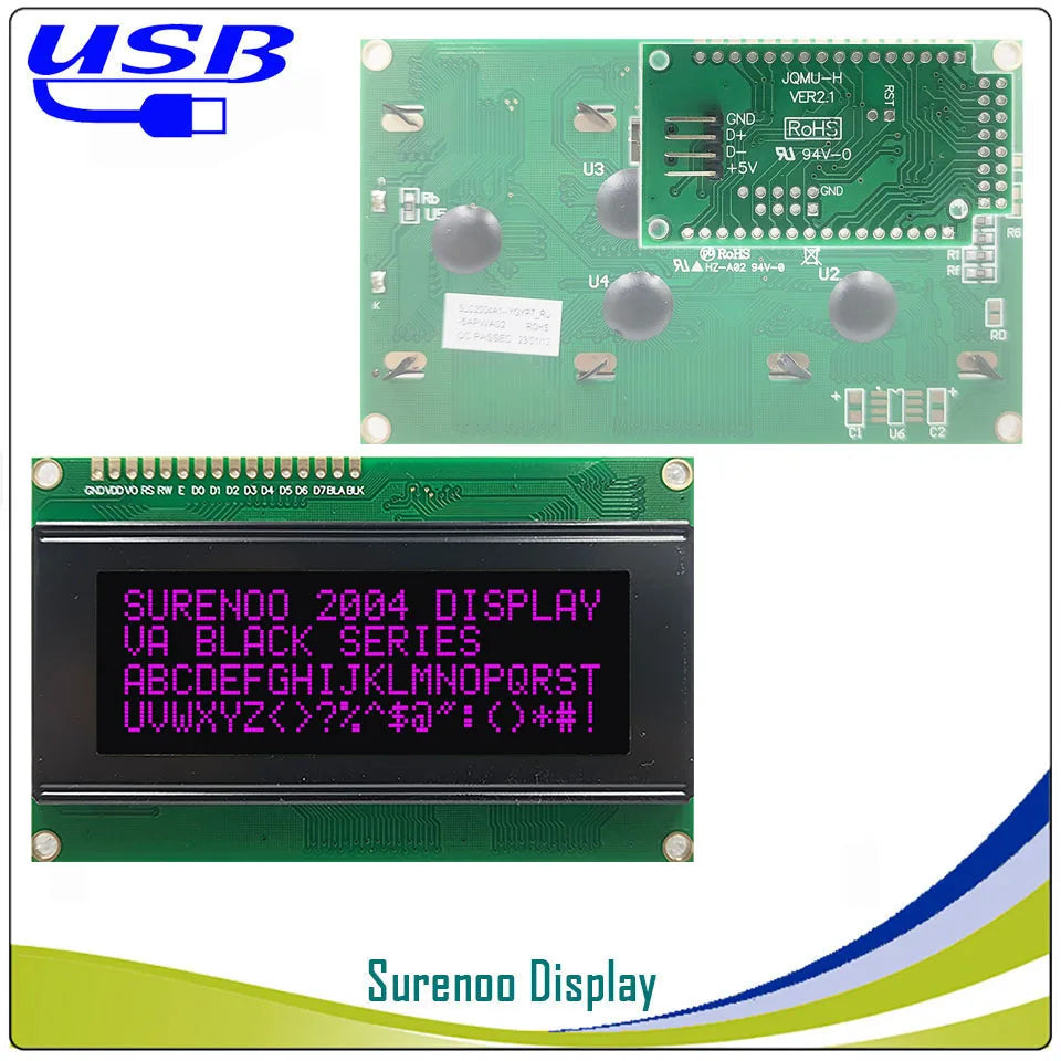 Surenoo LCD2USB USB 204 20X4 2004 Character LCD Module Display Screen Panel sutible LCD Smartie & AIDA64 for DIY PC