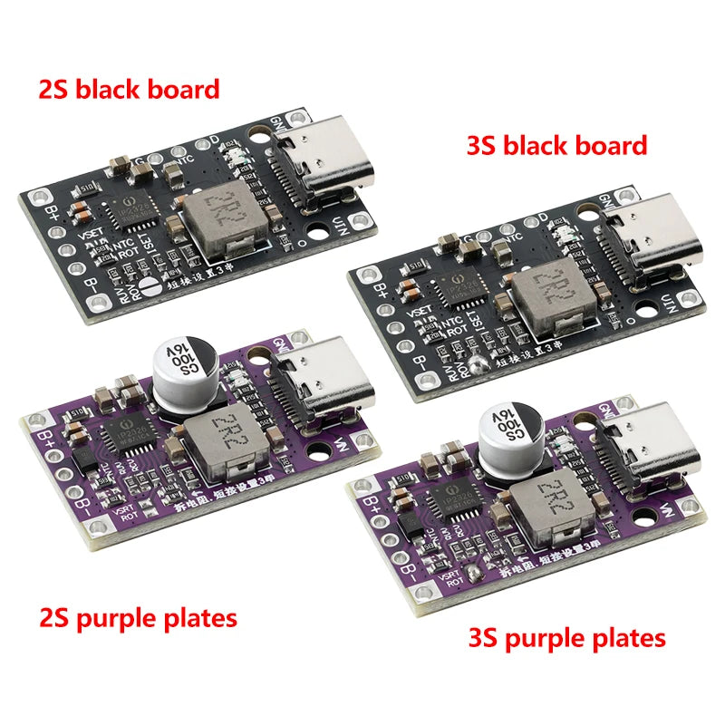 15W Type‑C USB 2‑3S BMS Lithium Battery Boost Charging Module 8.4V 12.6V 1.5A Fast Charge With Balance And Indicator