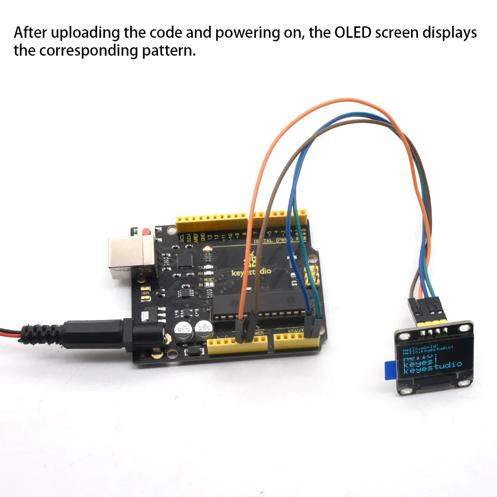 Keyestudio 0.96/1.3-inch OLED Module LCD Display 128x64 With IIC Ports 12C Serial LCD Panel With Baseboard For Arduino