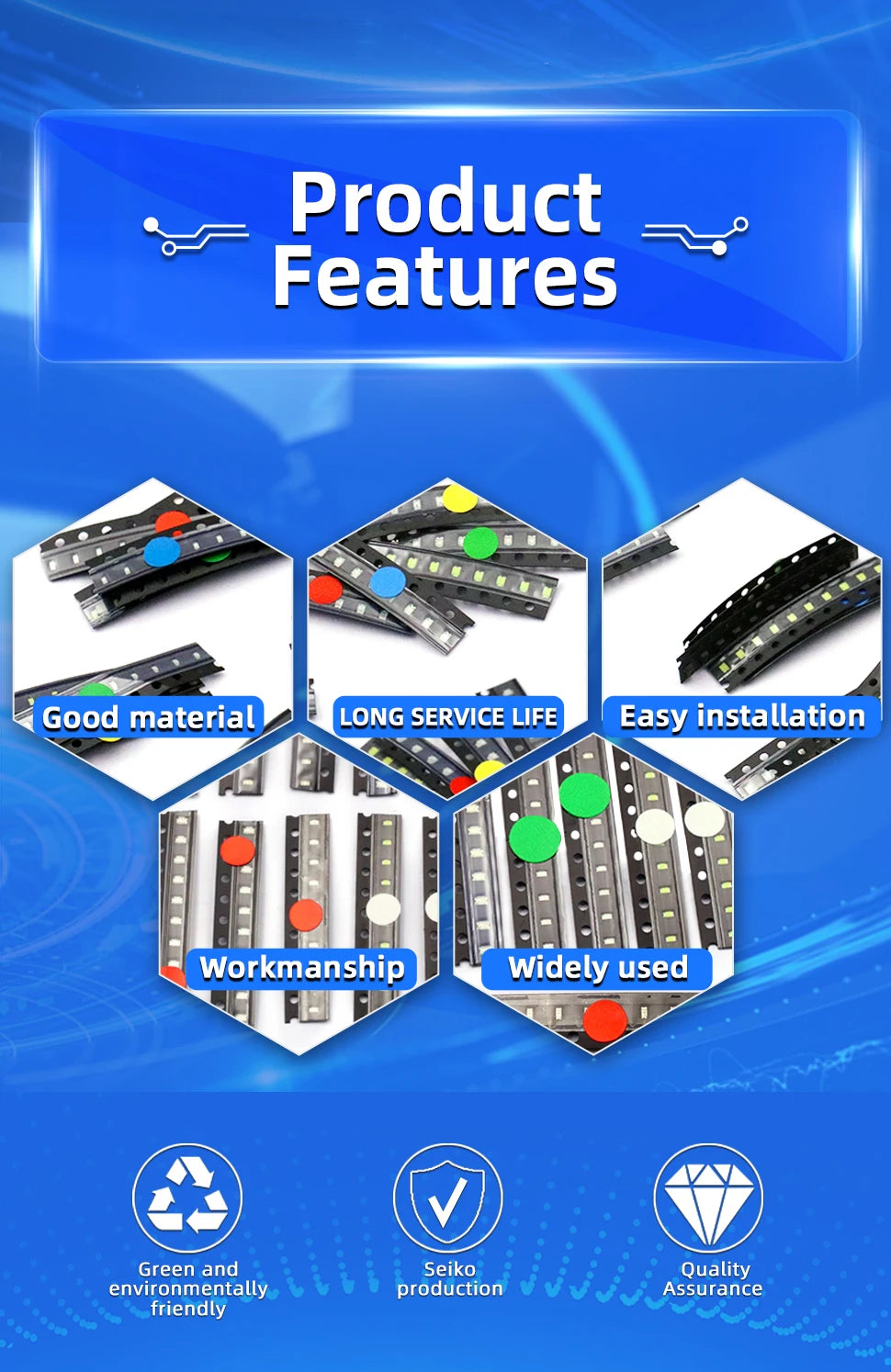 20pcs SMD LED 0402 0603 0805 1206 Red Yellow Blue Green and White Light High Brightness Lamp Bead Light-emitting Diode