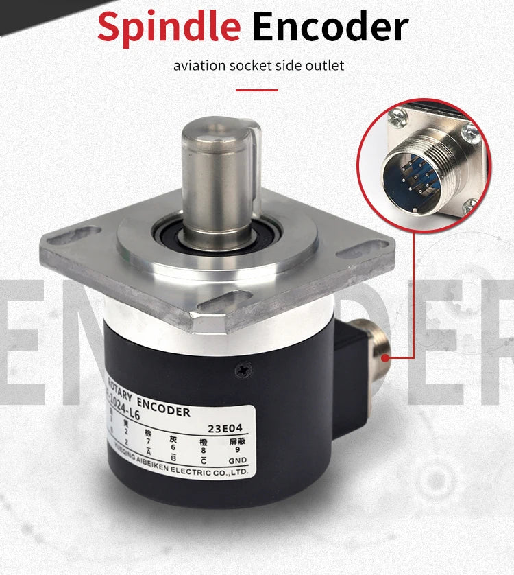 ABILKEEN HES-2M Incremental Rotary Encoder 100~2500PPR Available 38MM Magnetoelectric Rotary Encoder 8MM Semi-Hollow Shaft