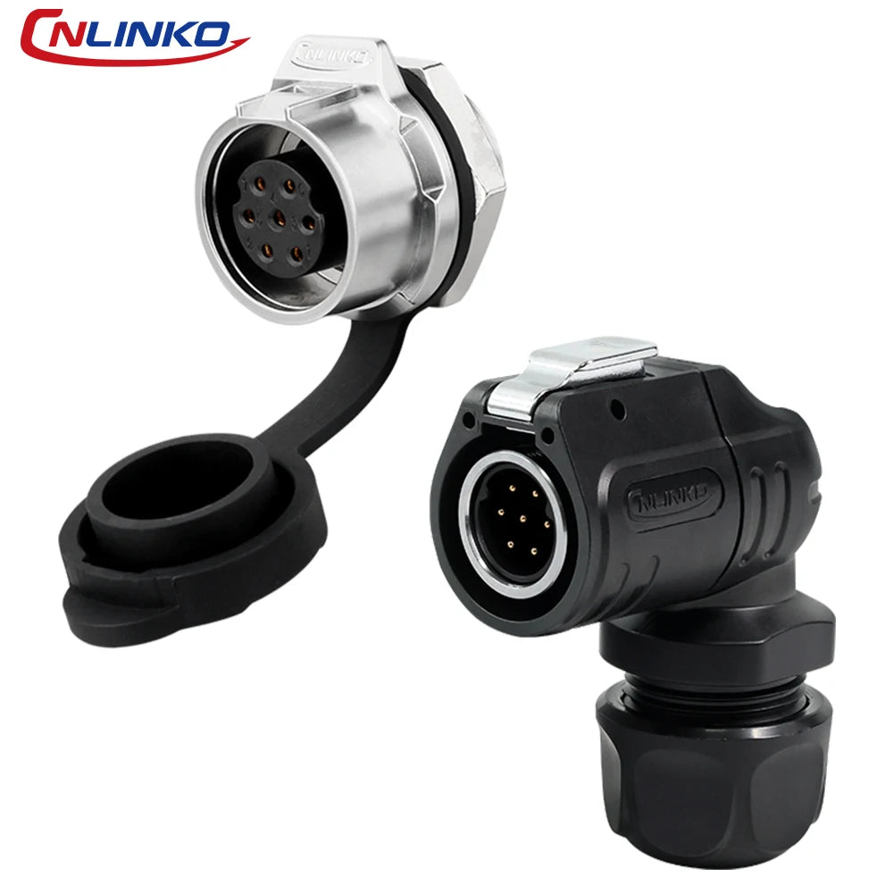 LP-16 2 Pin Right Angle Industrial Connector IP68 Waterproof Male Plug Female Socket Set Aviation Connector for LED Solar Use