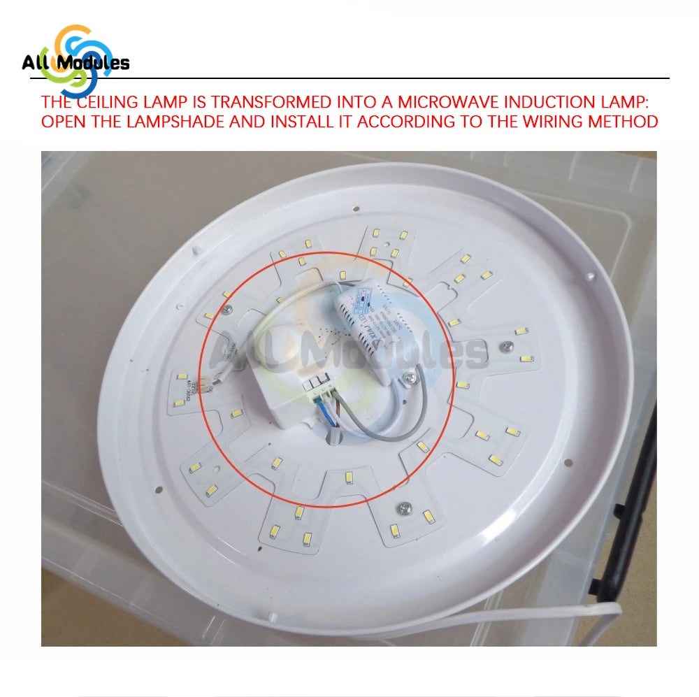 AC 220V 5.8GHz Microwave Radar Sensor Switch Human Body Motion Induction Sensor for LED Light Sensors Switches
