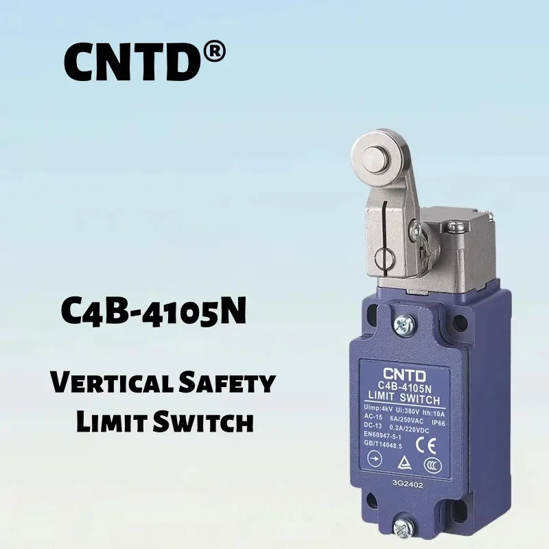 Safety Limit Switch, CNTD C4B‑4105N metal housing 1NO1NC forced disconnect contact, 10A 250VAC IP65, position trigger sensor