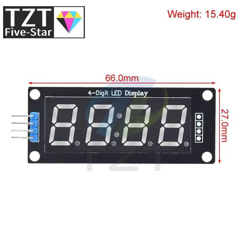 TM1637 LED Display Module for Arduino 4 Digit Tube 7 Segment 0.56 inch Time Clock Indicator Module Red Blue Green Yellow White