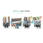 20pcs DIN Rail Terminal Block Twin Spring Terminal Connectors Push in Type PT Screwless Wire Wiring Connector