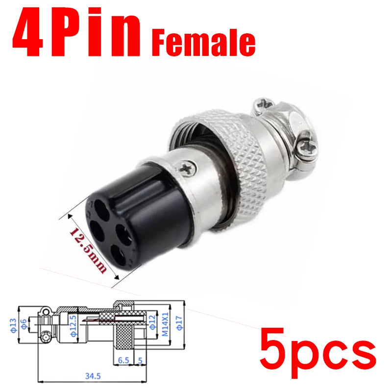 5pcs GX16 Flange Butting Type Aviation Plug Socket 2/3/4/5/6/7/8/9/10 Pin Male Female Fixing Circular Connectors