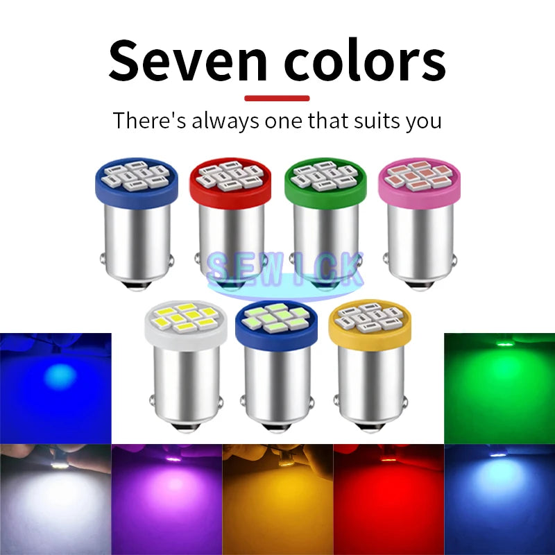 100PCS AC 6.3V BA9S 8SMD 1206 LED AC 6V 6.3V DC 12V For Pinball Machine White Blue Red Green Yellow