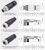 M12 Screw Termination Plastic Field Plug NMEA2000 5 Pin Straight Angled IP67 Waterproof 3 4 6 8 Poles Sensor Connectors PG7 PG9