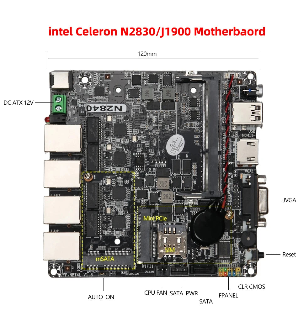 4 Ethernet Mini PC Intel N100 N2830 J1900 J4125 N5105 CPUs X86 Firewall Router Pfsense OPNSENSE Windows Linux Virtual Machine