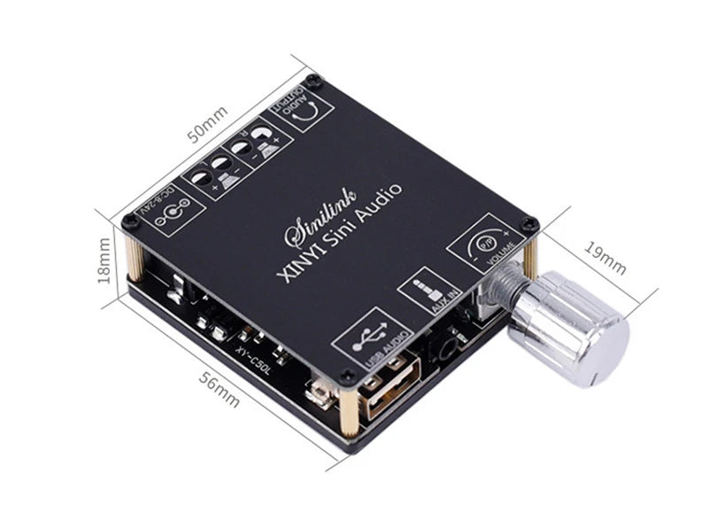 XINYI Sini Audio C50L/C100L Stereo Bluetooth Digital Power Amplifier Board 50W Dual Channel 360 Degree Stepless Tuning AMPModule