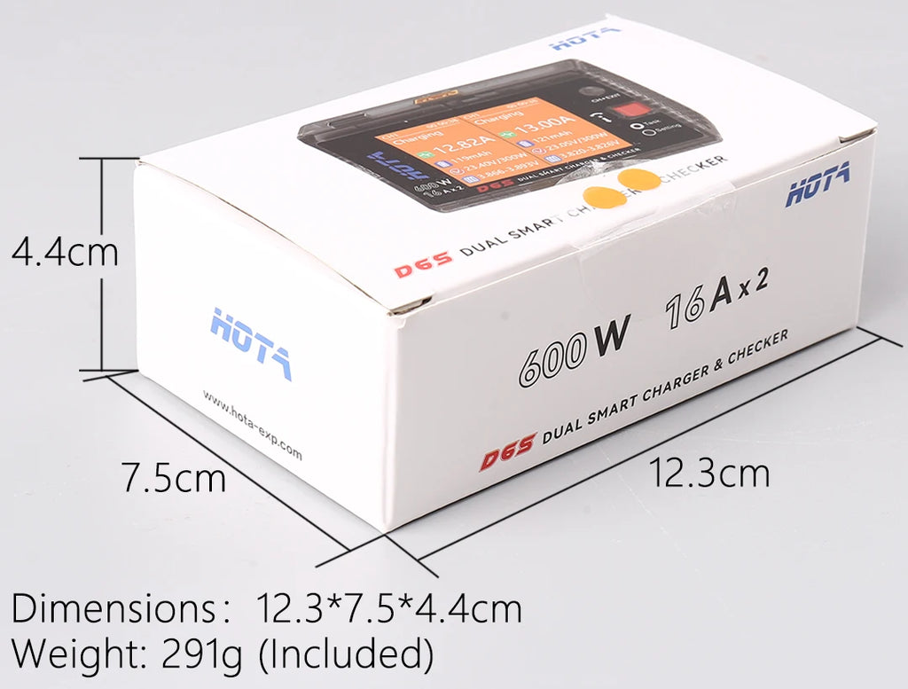 HOTA D6S RC Lipo Battery Charger Magnetic Suction Dual Channel Smart Balance 600W High Power 1-6S Smart Balance Charger