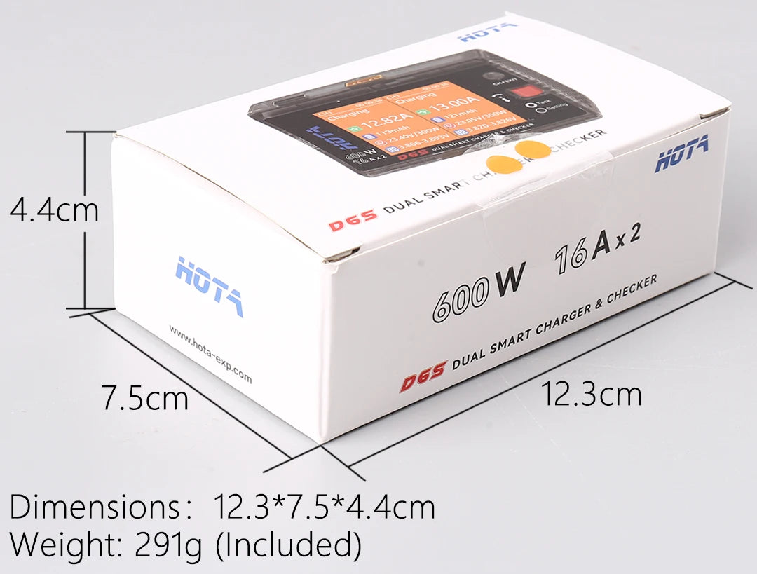 HOTA D6S RC Lipo Battery Charger Magnetic Suction Dual Channel Smart Balance 600W High Power 1-6S Smart Balance Charger