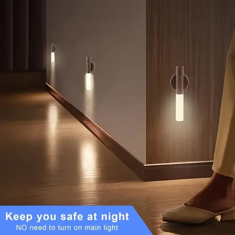 Creative Intelligent Auto PIR Motion Sensor LED Rechargeable Magnetic Night Light Wall Light Kitchen Cabinet Light Bedside Lamp