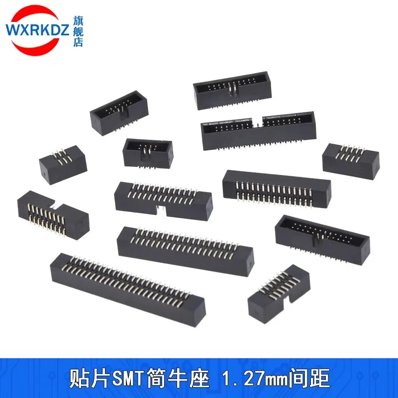 10pcs 1.27mm Pitch 6 8 10 14 16 20 26 30 34 40 50 60 Pin SMT SMD Male Shrouded Box Header IDC Connector