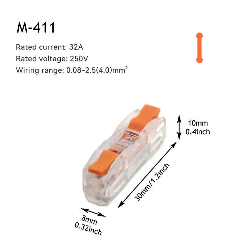 Mini Fast Wire Connectors Universal Compact Lever Nut Crimp Splitter Push-in Electrical Conductors Home Wiring Terminal Block