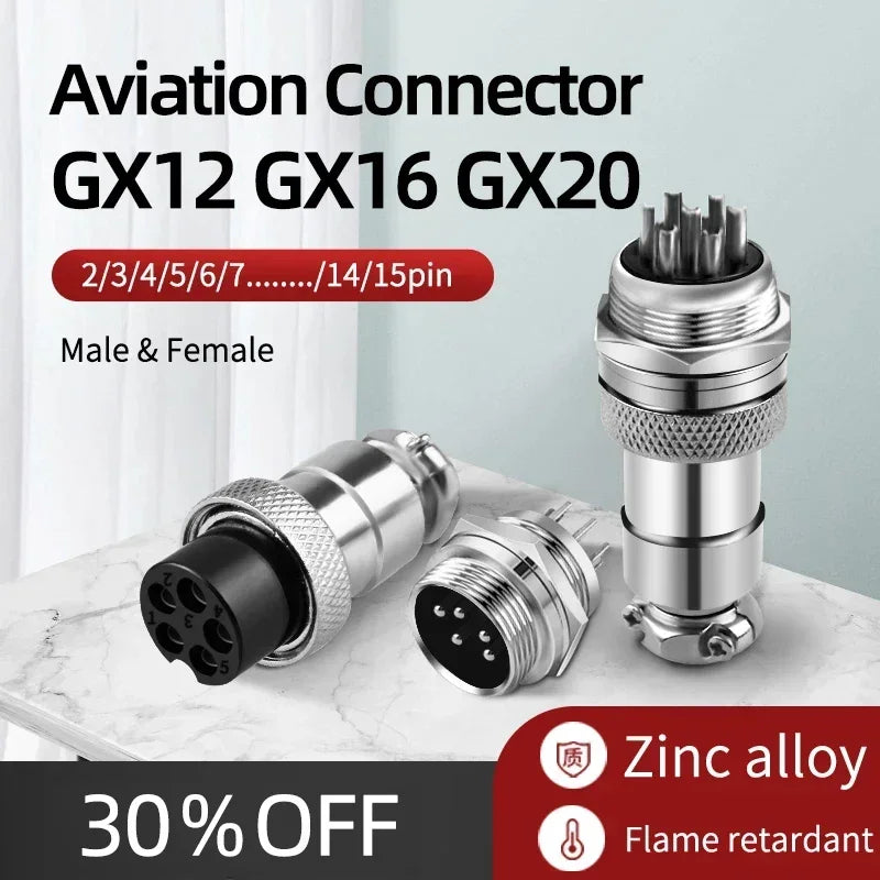 5/10/100SETS aviation plug GX16-2P/3/4/5/6/7/8/9pin male female aviation socket connector 12 16 20mm