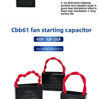 CBB61 Fan Start Capacitor 1.0/1.2/1.5/2.0/2.5/3.0/3.5UF 450V Universal for Ceiling Fans, Range Hoods, Water Pumps